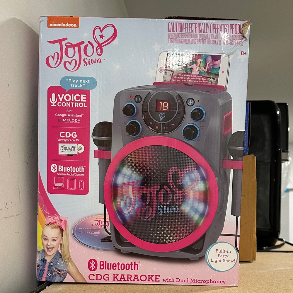 JoJo Siwa Pink and Black Bluetooth CDG Karaoke Boombox